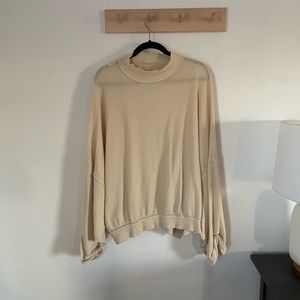 Free People waffle knit cotton long sleeve tee shirt